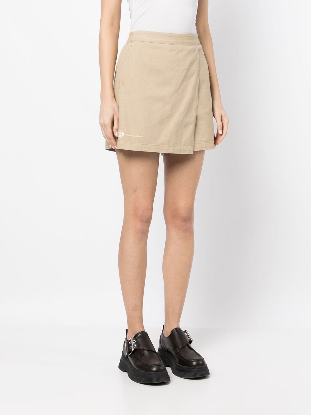Shop Chocoolate Logo-embroidered Wrap Shorts In Neutrals