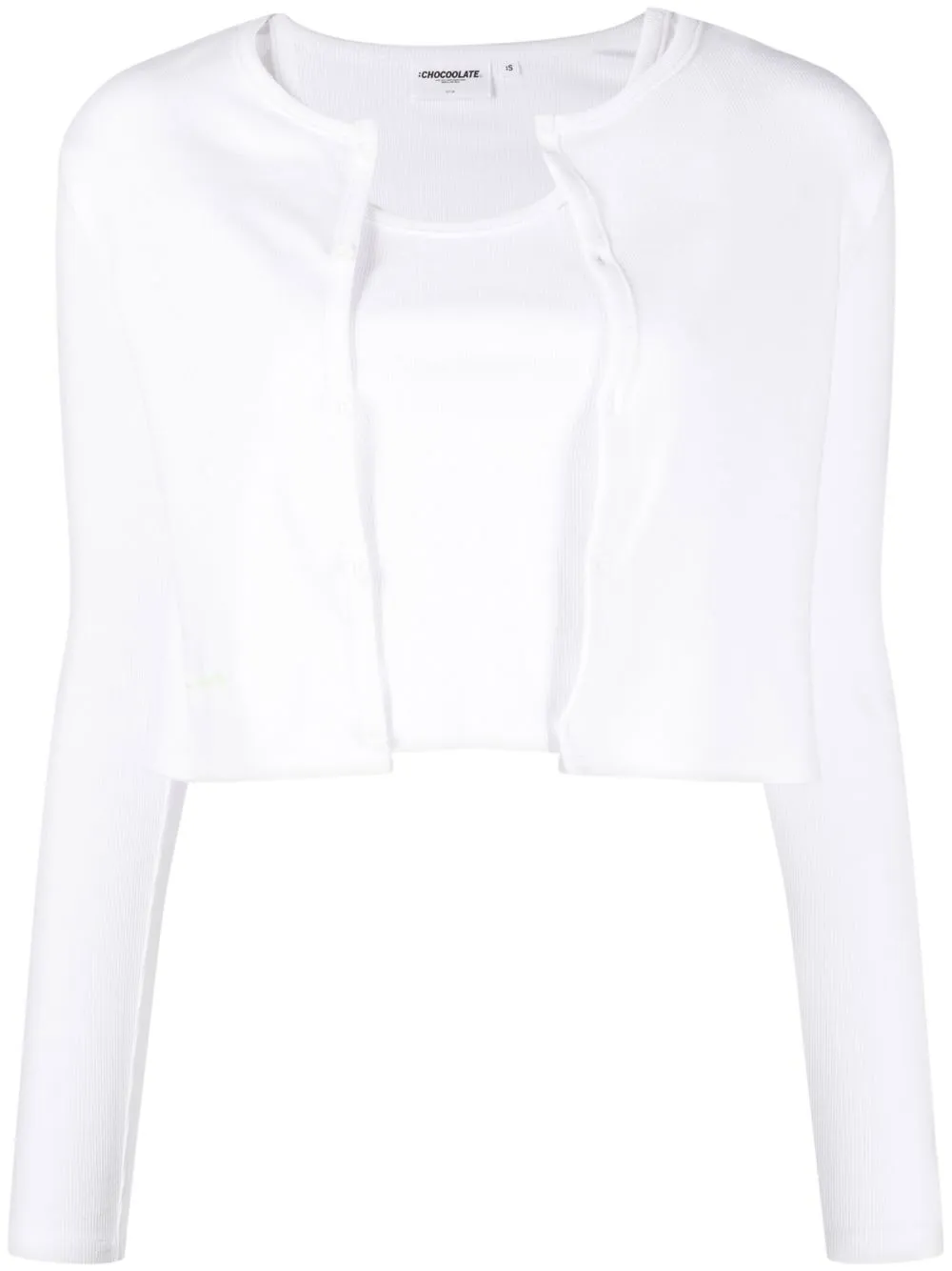 

CHOCOOLATE top estilo cárdigan con doble capa - Blanco