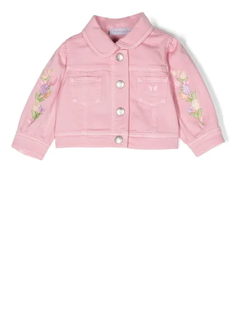 Monnalisa veste en jean à fleurs brodées