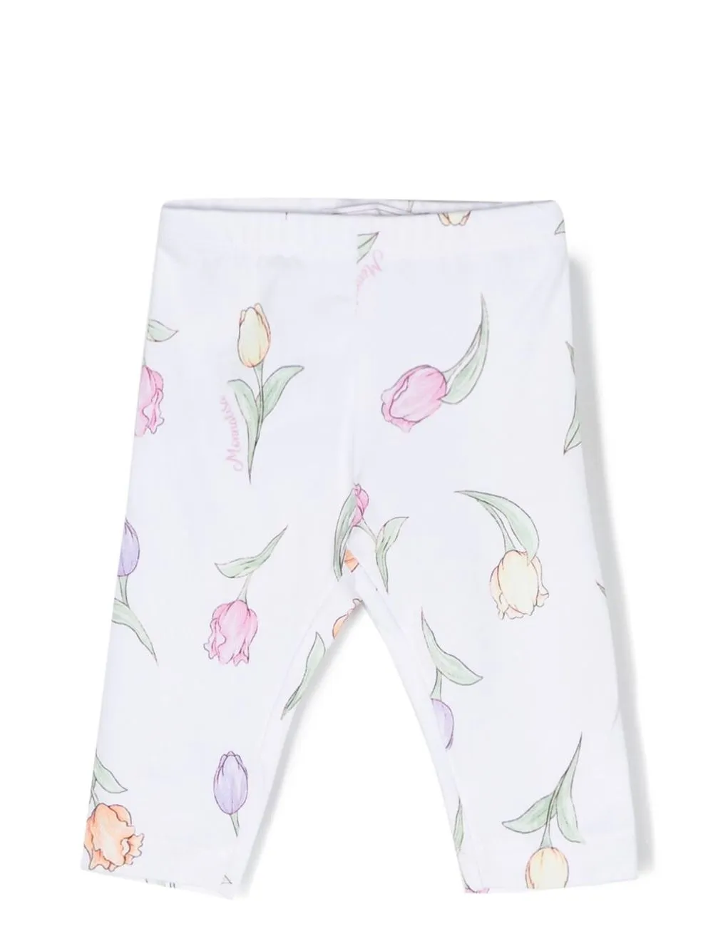 Monnalisa Floral-print Stretch-cotton Leggings In White