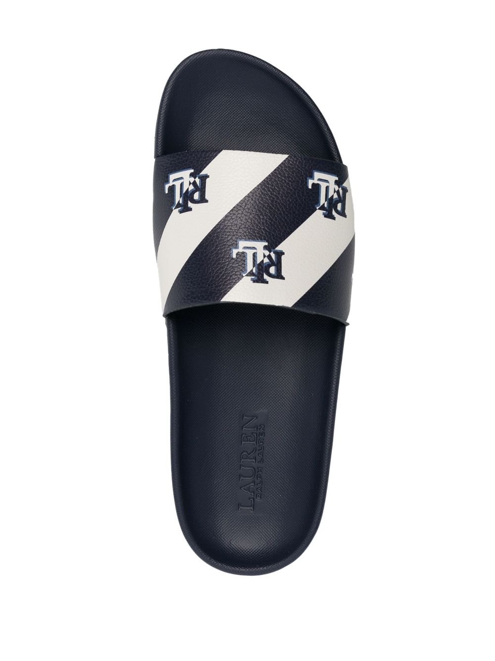 Shop Lauren Ralph Lauren Audrina Logo-print Slides In Blau