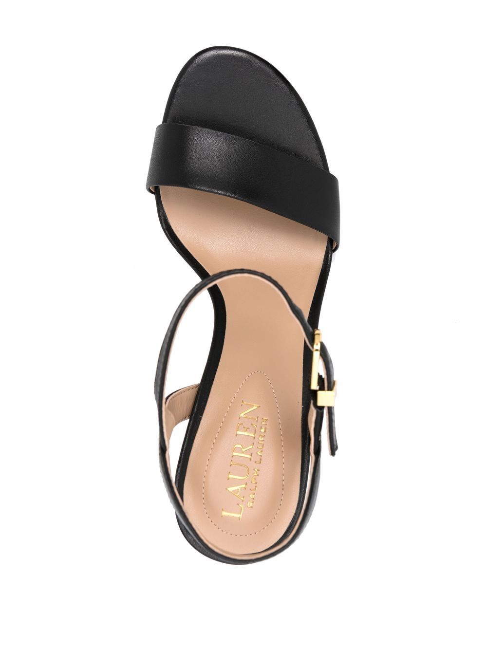 Shop Lauren Ralph Lauren Gwen 100mm Leather Sandals In Schwarz