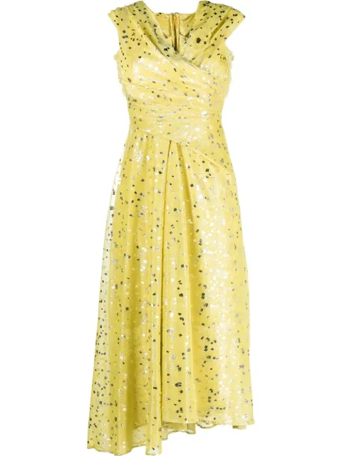 Talbot Runhof off-shoulder midi dress
