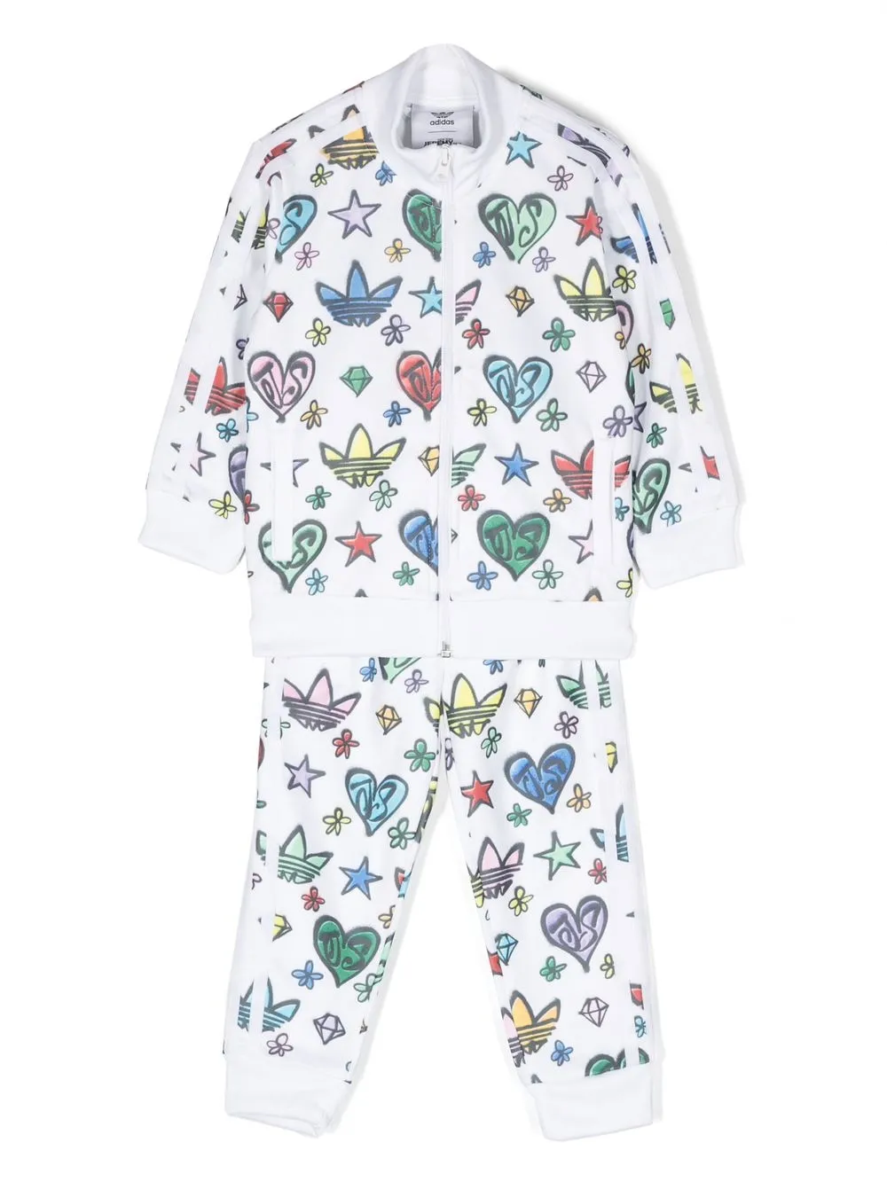 

adidas all-over logo-print tracksuit - White