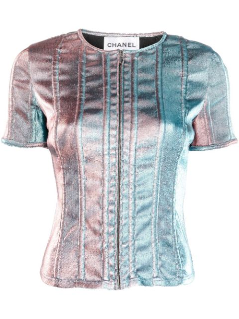 HOT SALE CHANEL 2010s lame short-sleeved top Women