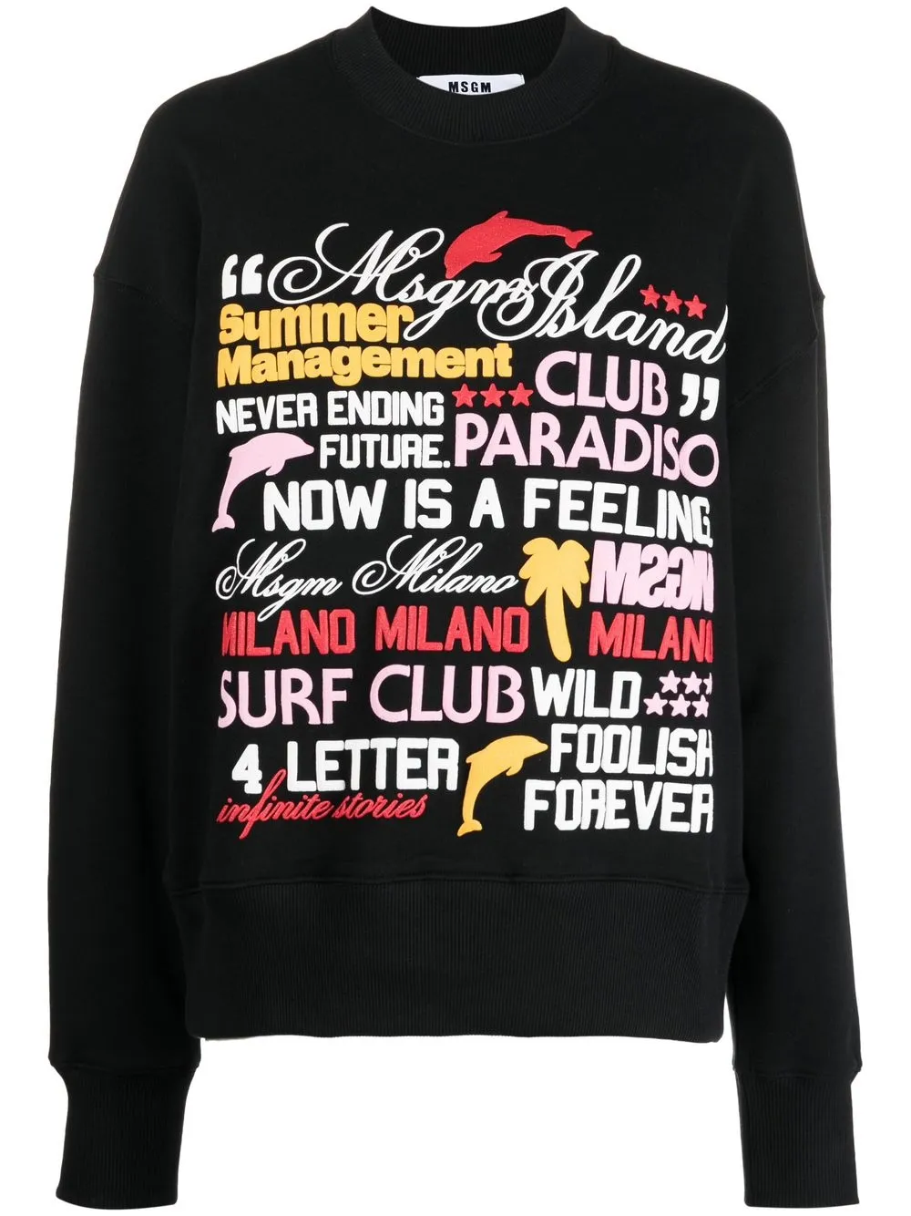 

MSGM graphic-print crew neck jumper - Black