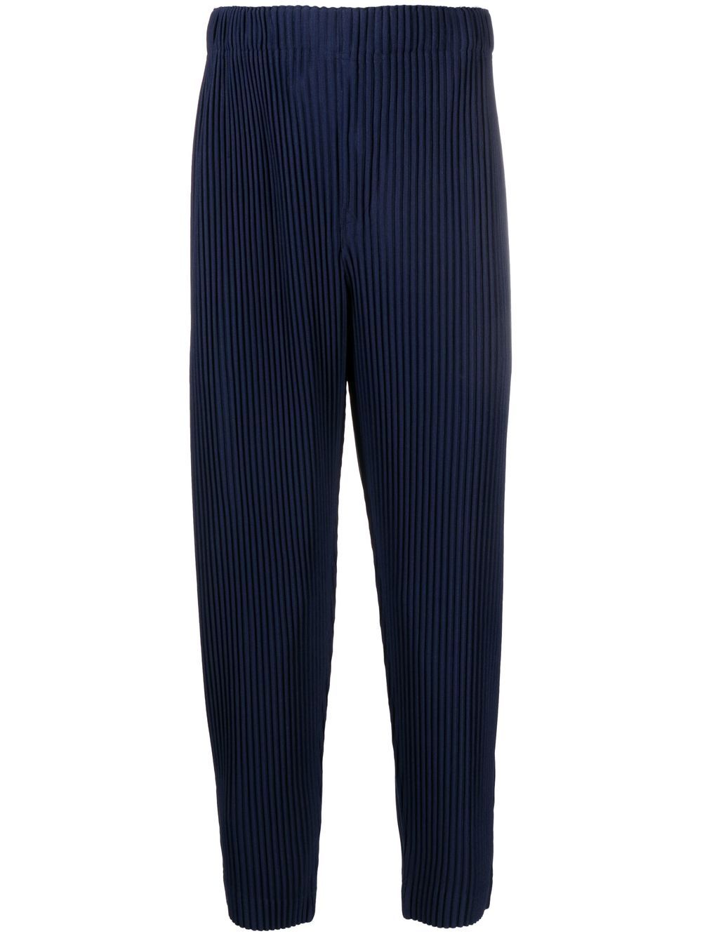 Issey Miyake Plissé-effect Tapered-leg Trousers In Blue