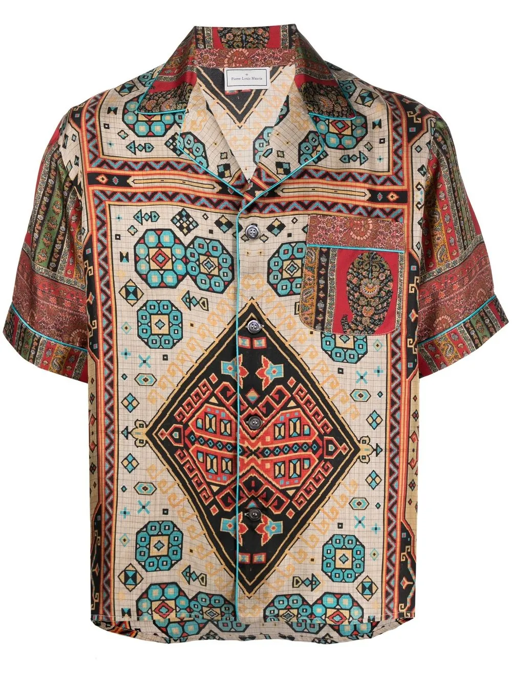 

Pierre-Louis Mascia patterned short-sleeved silk shirt - Red