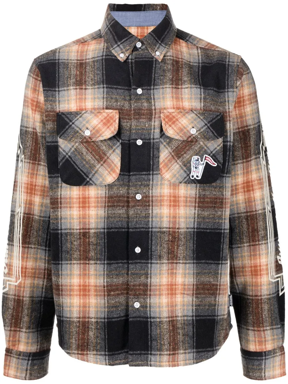 Billionaire Boys Club Logo-print Checked Shirt In Brown