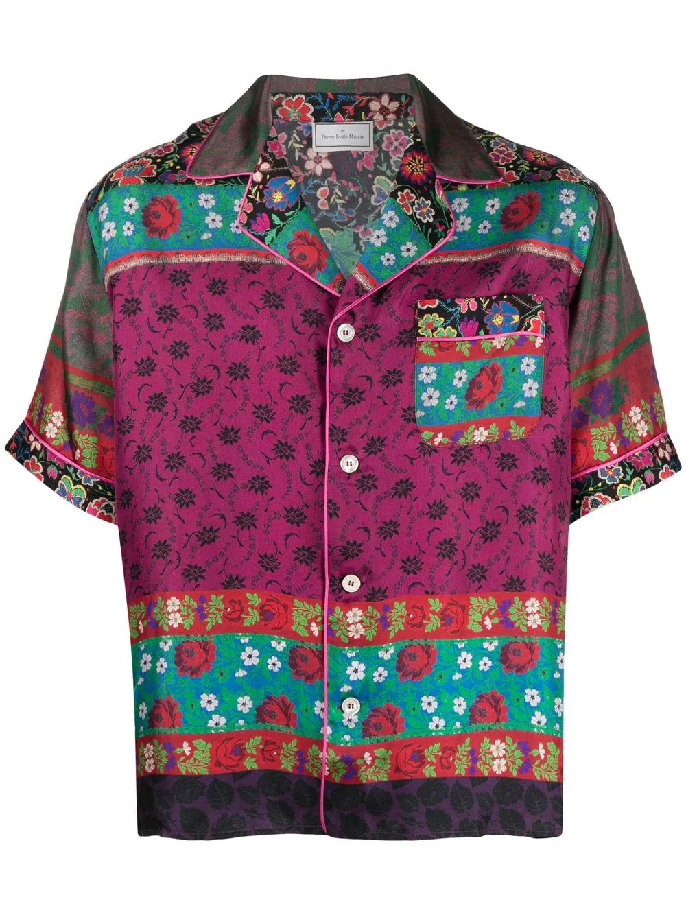 

Pierre-Louis Mascia patterned short-sleeved silk shirt - Purple