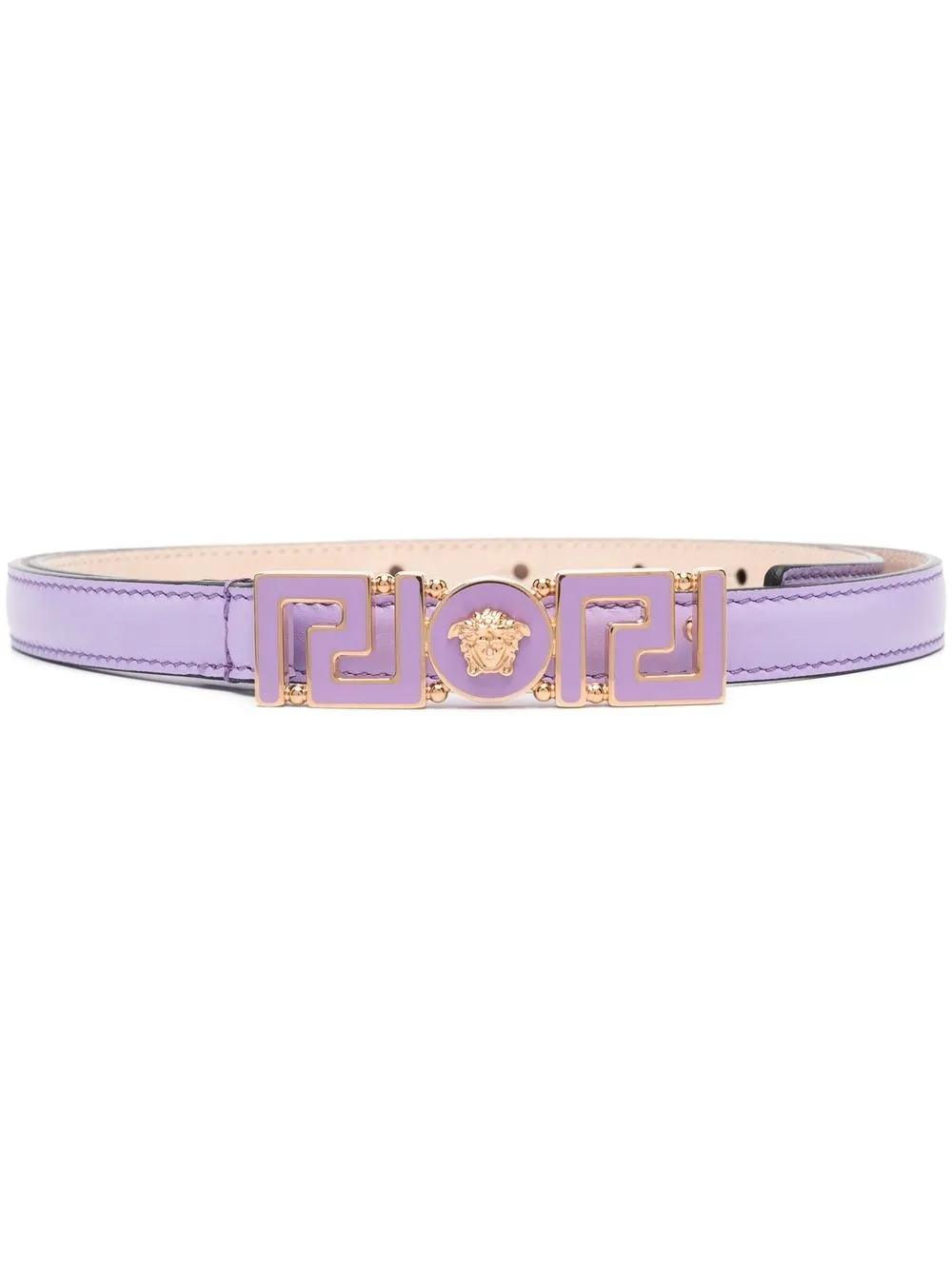 

Versace Greca plaque leather belt - Purple