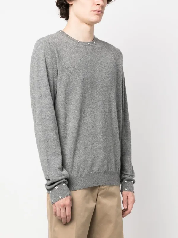 Versace Studded crew neck Jumper Grey FARFETCH SG