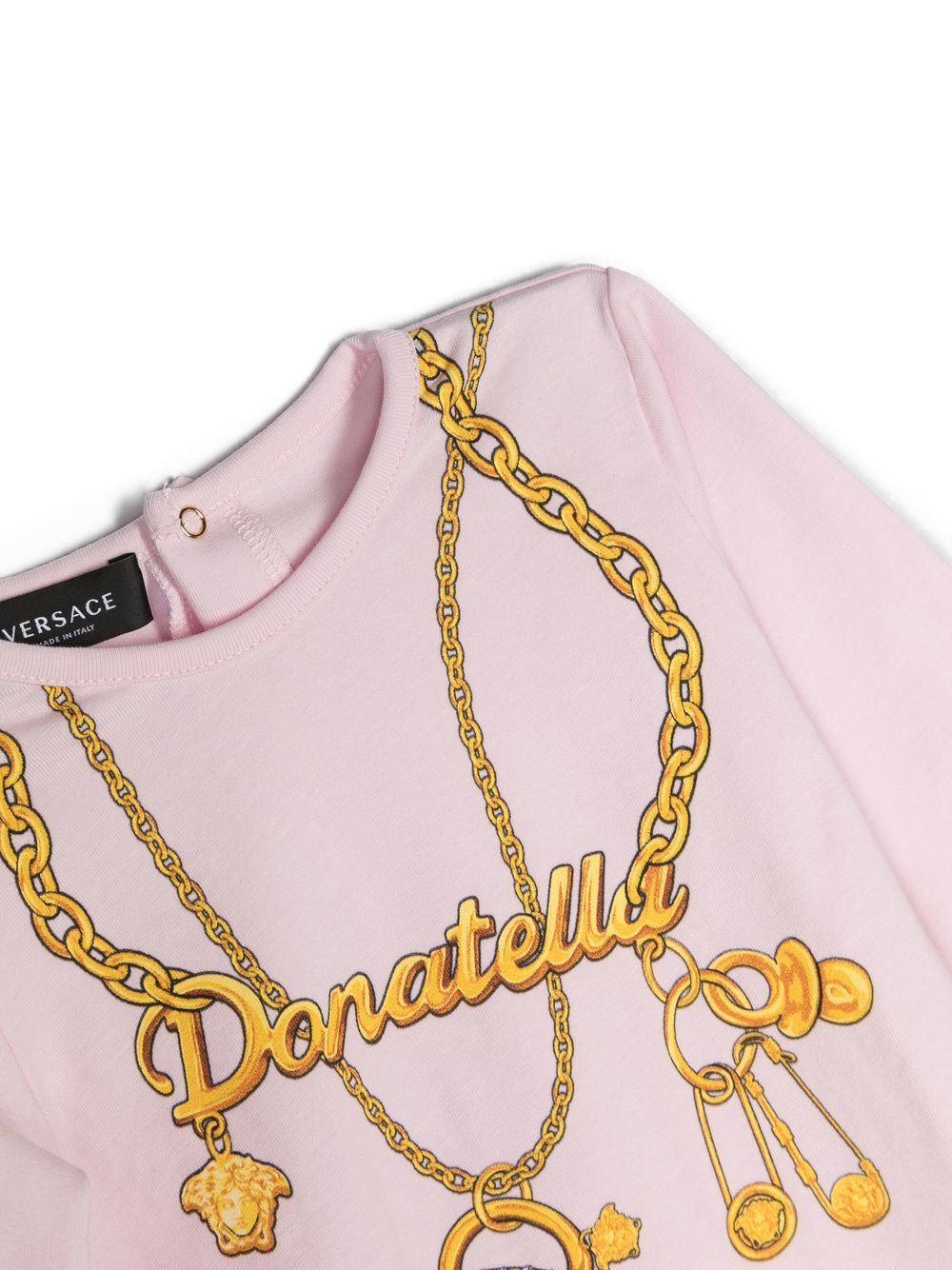 Shop Versace Chain-print Romper Set In Pink