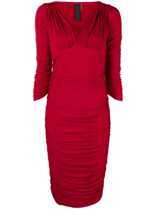 Norma Kamali Tara Draped Dress | Red | FARFETCH