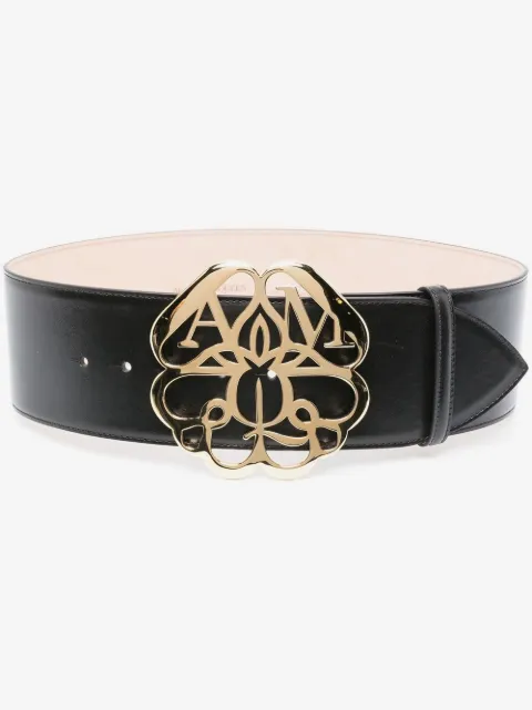 Alexander McQueen logo-plaque leather belt