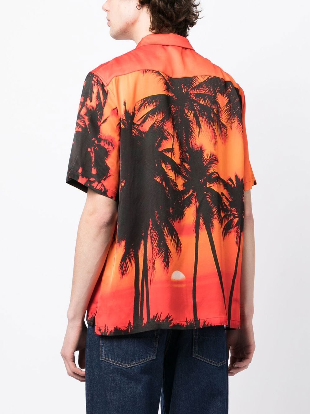 Shop Blue Sky Inn Palm-tree Print Short-sleeve Shirt In Black