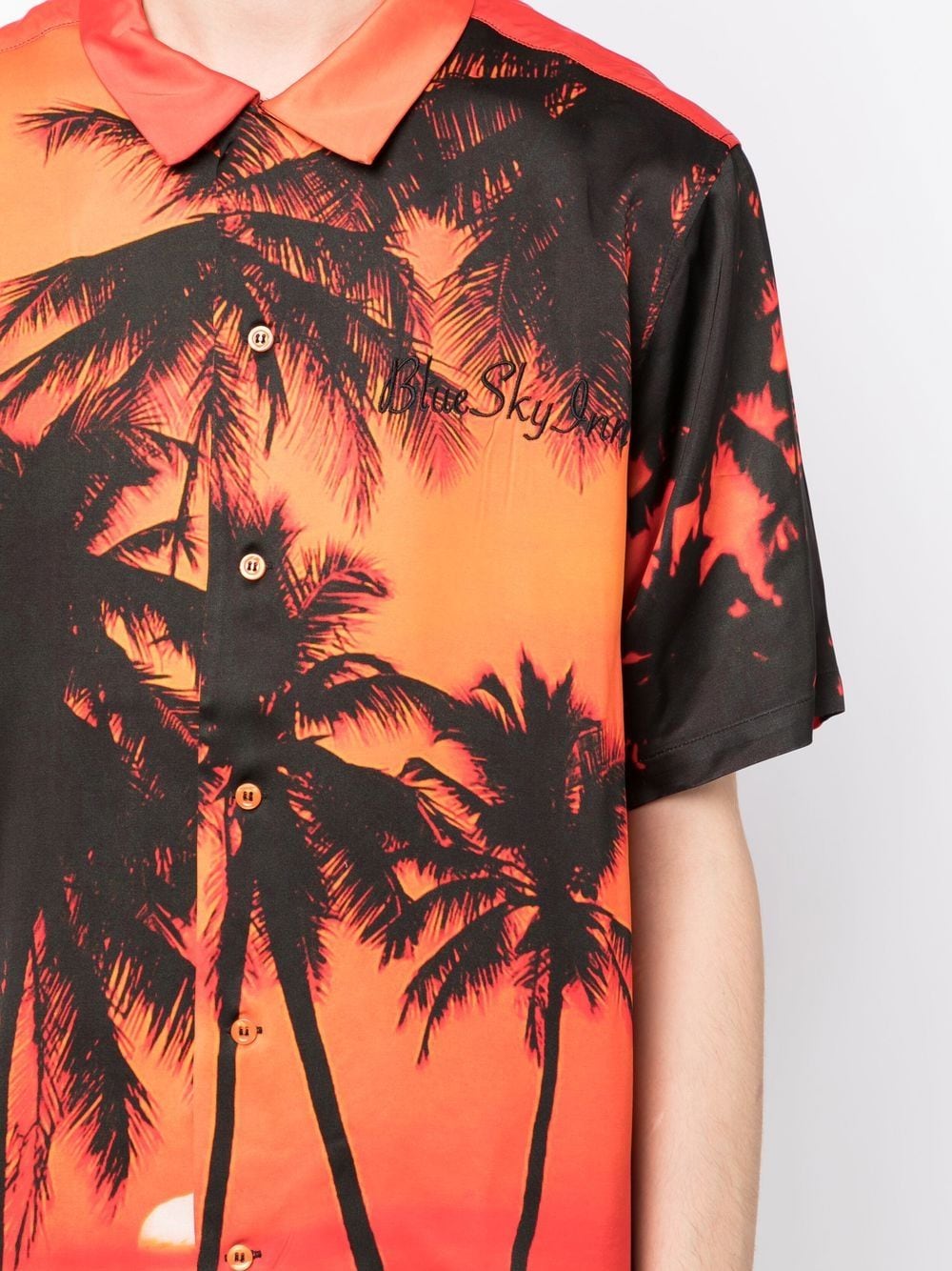 Shop Blue Sky Inn Palm-tree Print Short-sleeve Shirt In Black