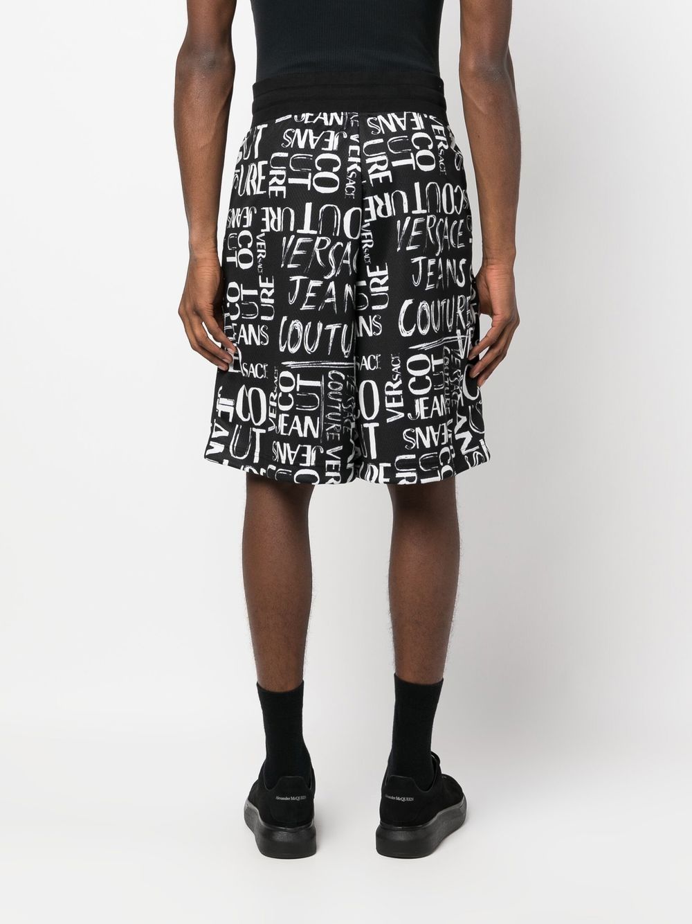Shop Versace Jeans Couture Logo-print Track Shorts In Black