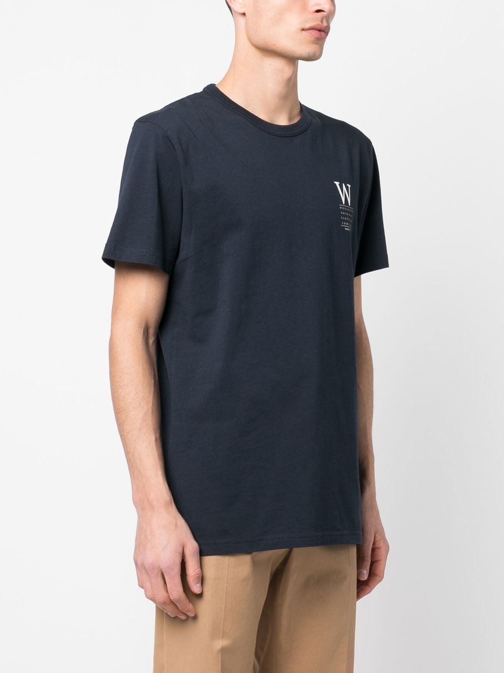 Shop Woolrich Logo-print Cotton T-shirt In Blau
