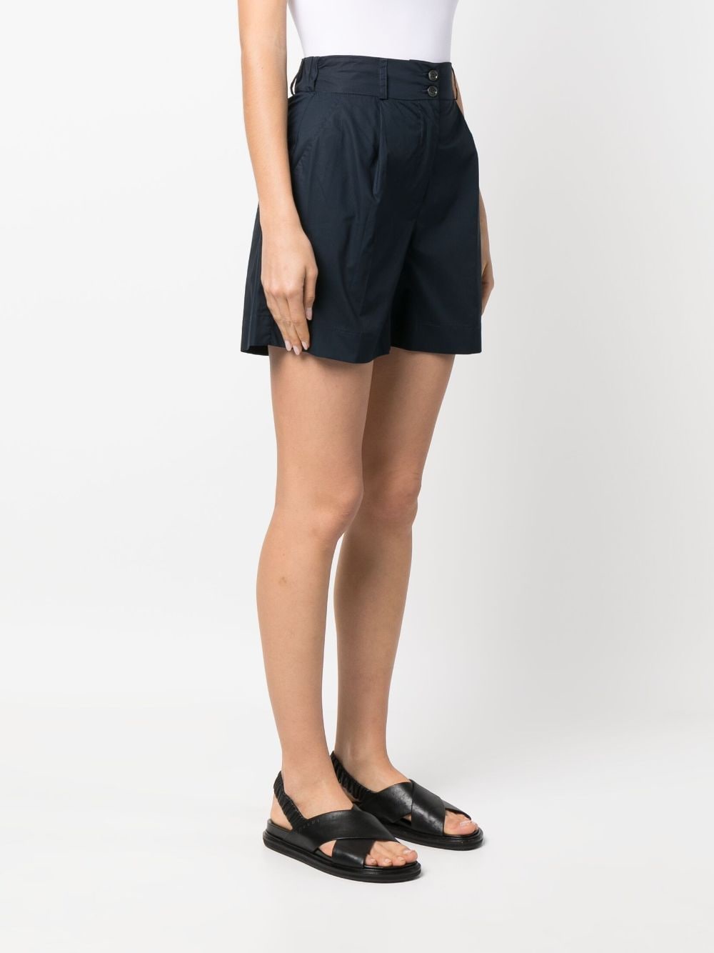 Shop Woolrich Pleat-detail High-waisted Shorts In Blue