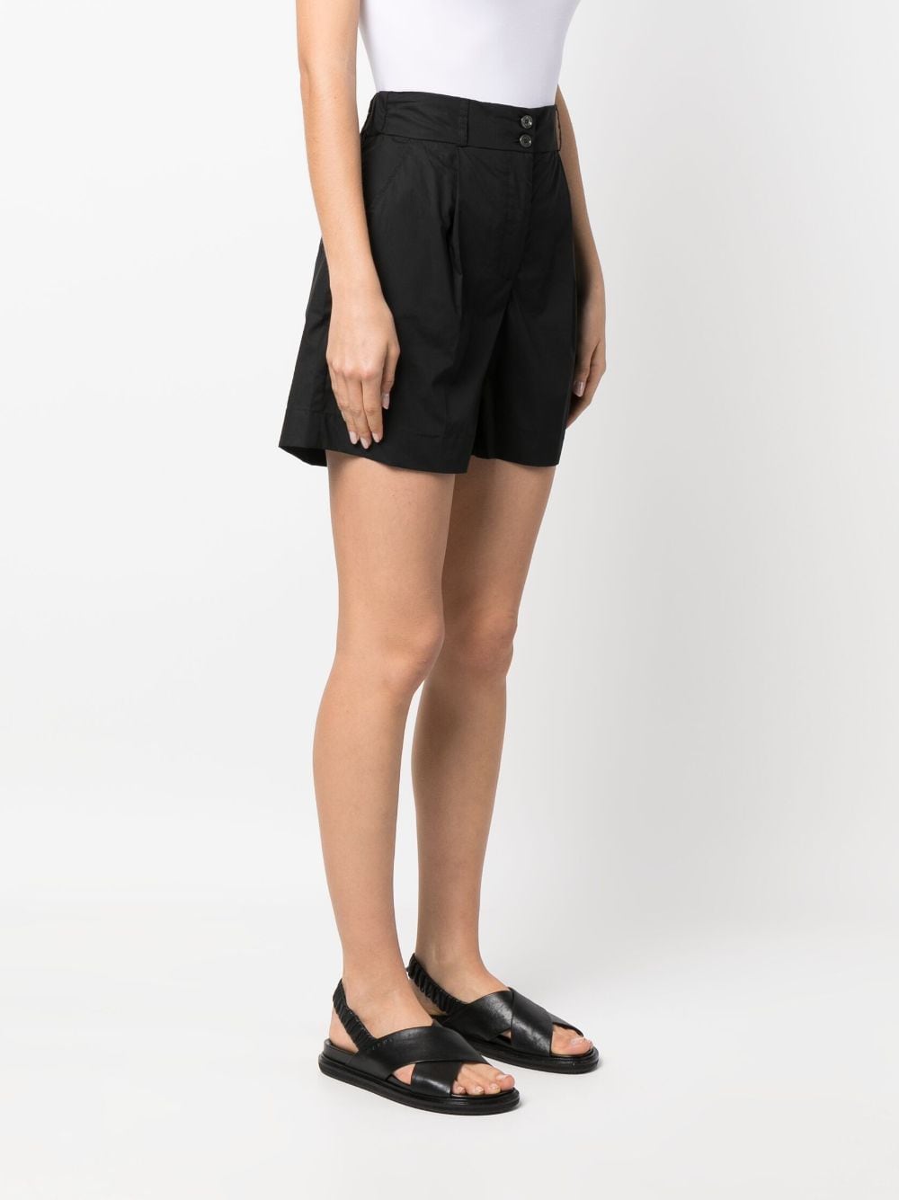 Shop Woolrich Pleat-detail High-waisted Shorts In Black