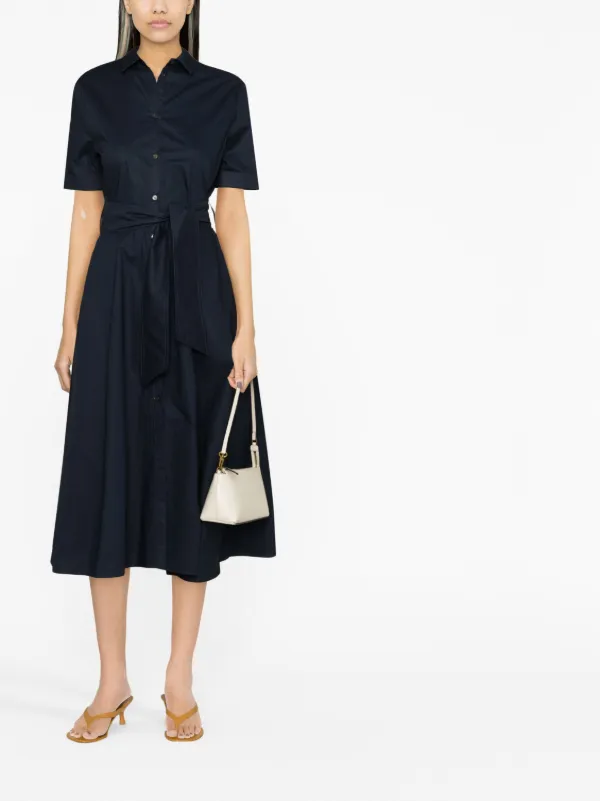 Woolrich tied-waist Poplin Shirtdress | Blue | FARFETCH