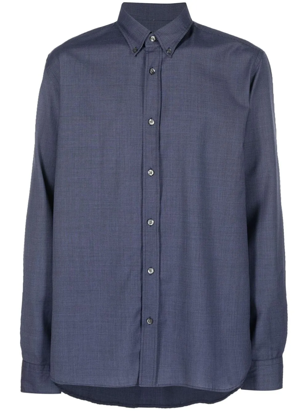 Woolrich Fine-check Virgin Wool Shirt In Blau