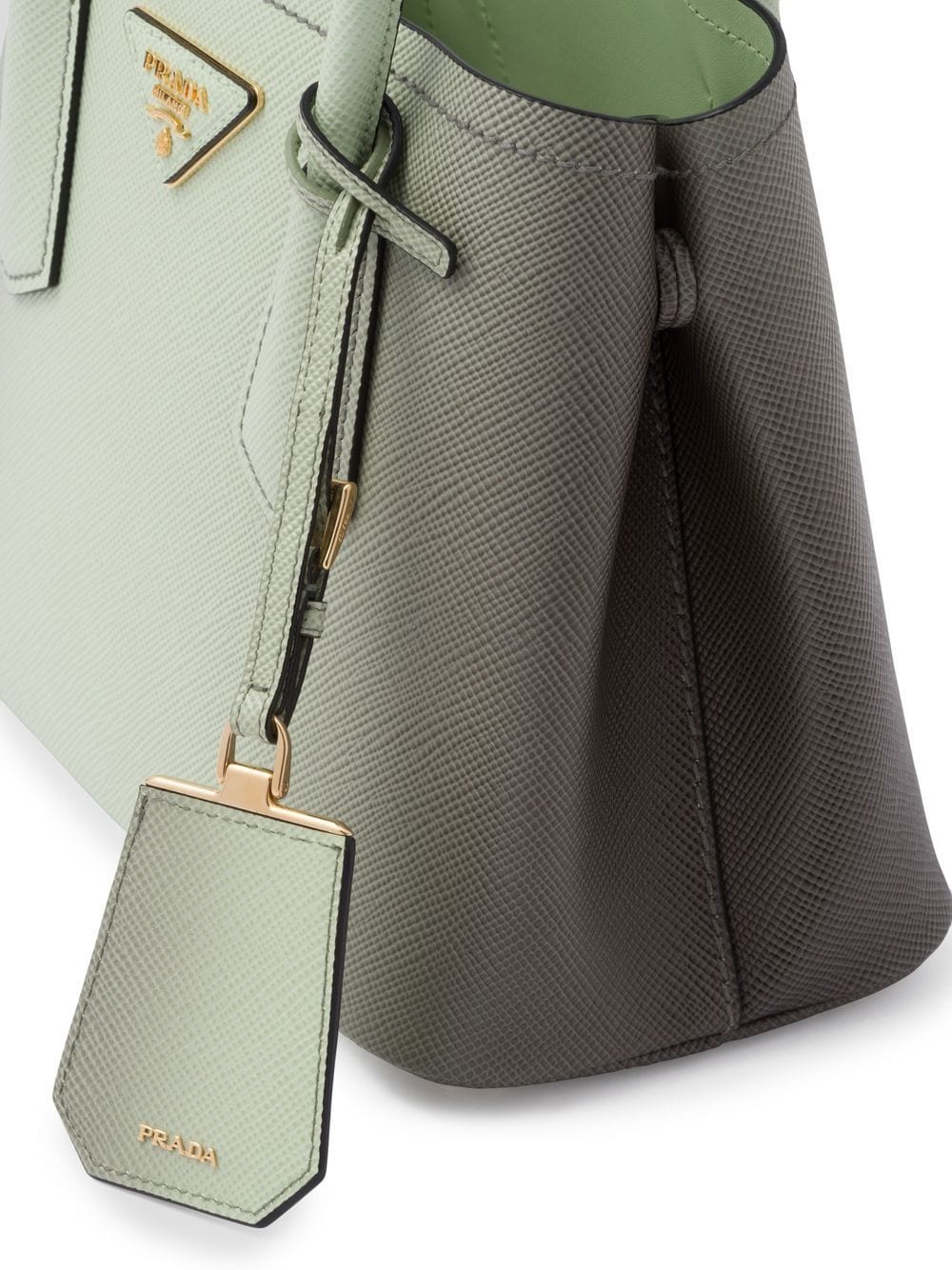 Shop Prada Double Saffiano Leather Mini Bag In Green