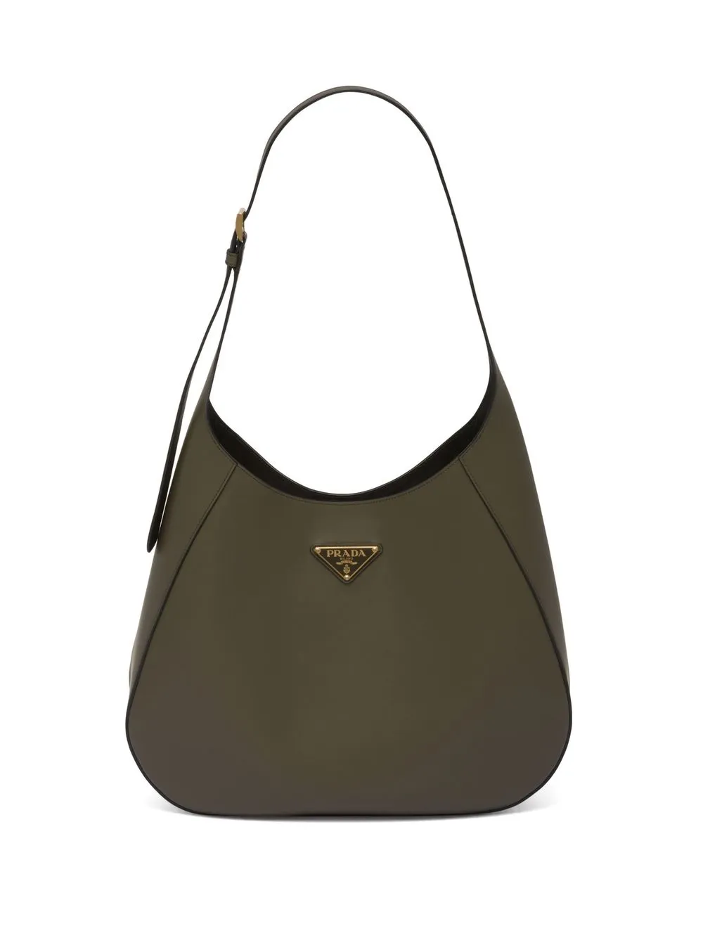 Prada Triangle Logo Leather Shoulder Bag In Grün | ModeSens