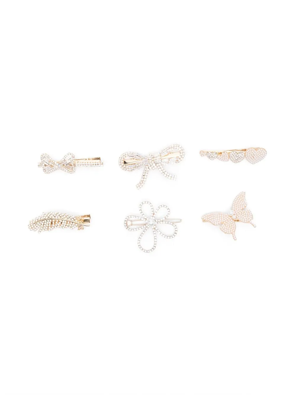 

Monnalisa crystal embellished hair clips set of six - Gold