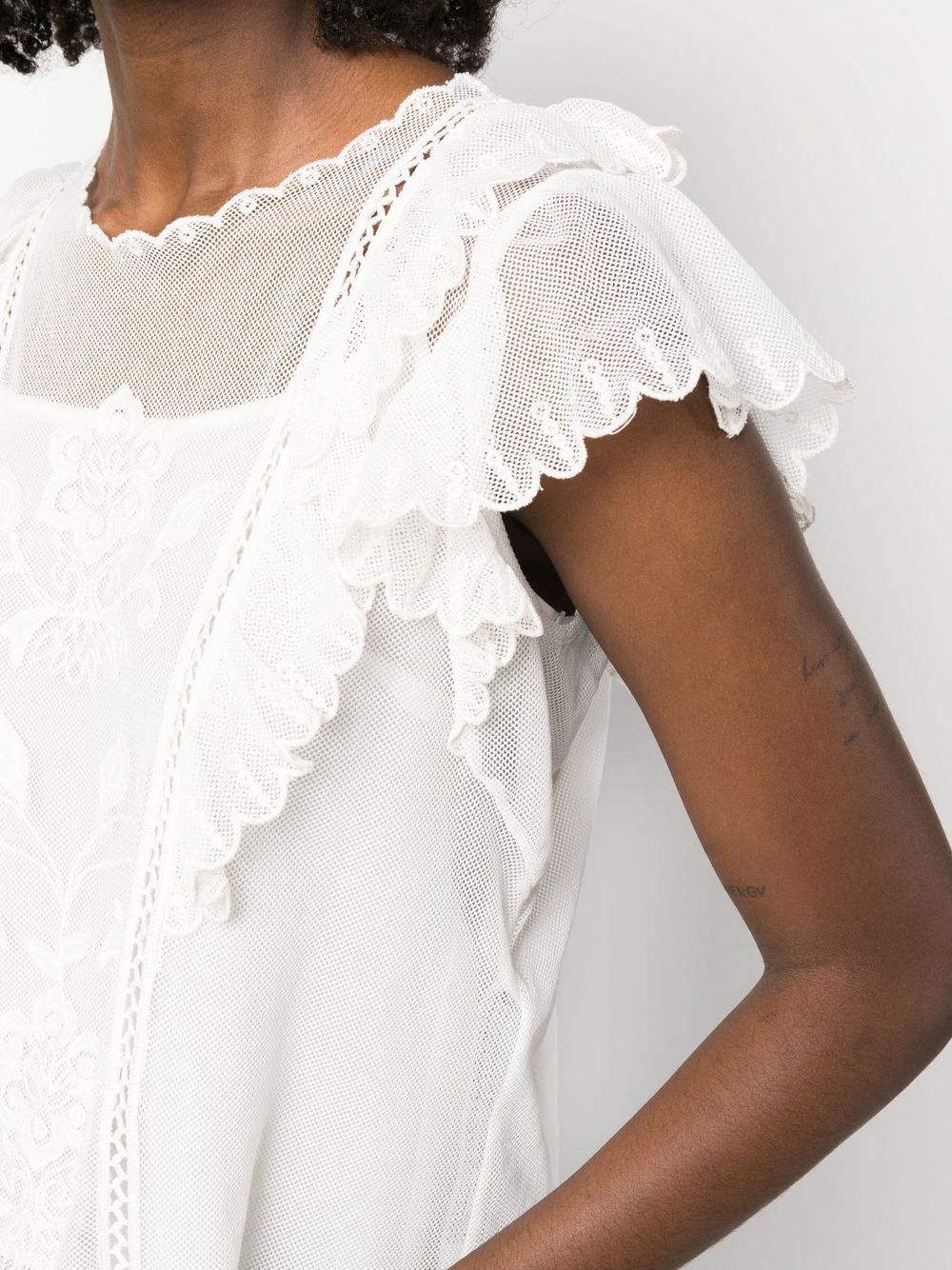 Shop Twinset Floral-embroidered Short-sleeved Blouse In Weiss