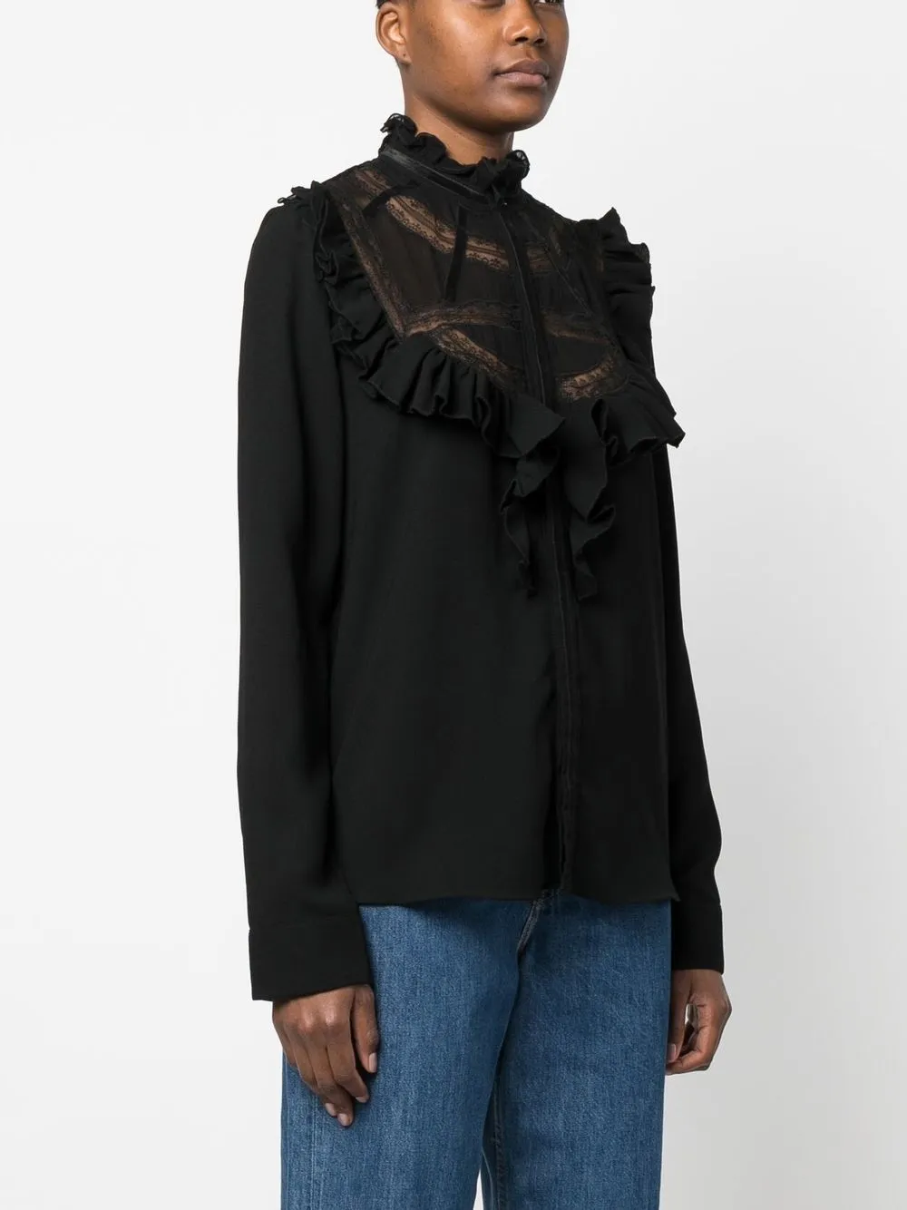Dsquared2 Ruffled Long-sleeved Blouse In Black
