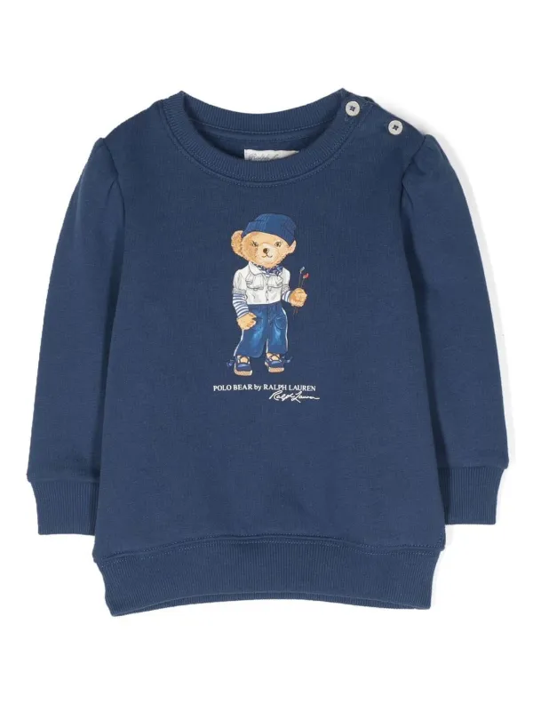 POLO RALPH LAUREN KIDS Polo Bear-print Crew Neck Sweatshirt Blue  FARFETCH ID