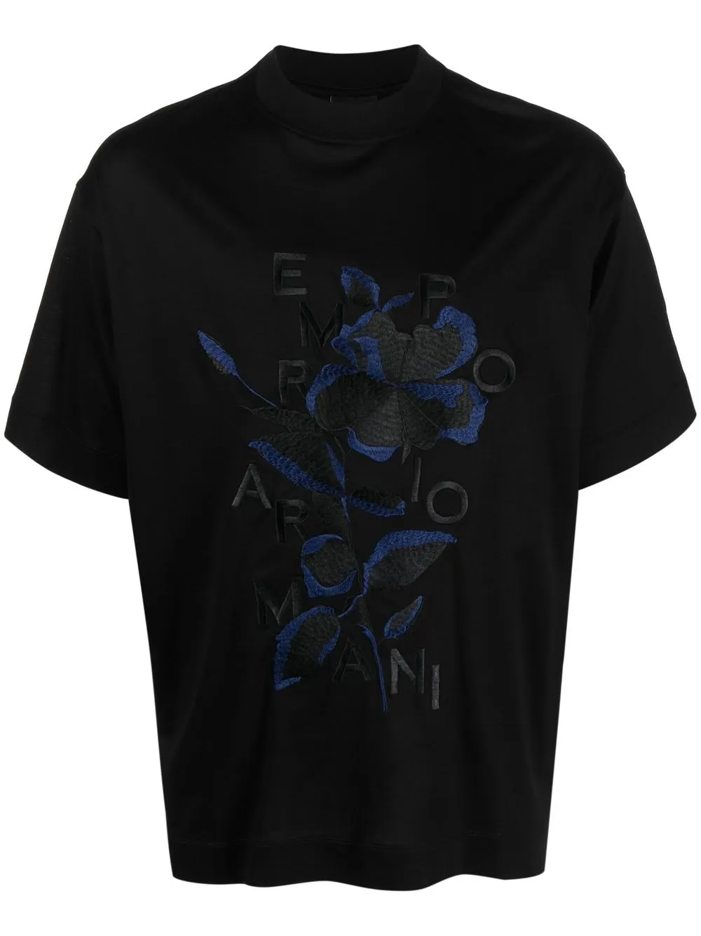 

Emporio Armani playera con bordado floral - Negro