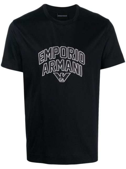 Emporio Armani - logo-print lyocell-cotton T-shirt