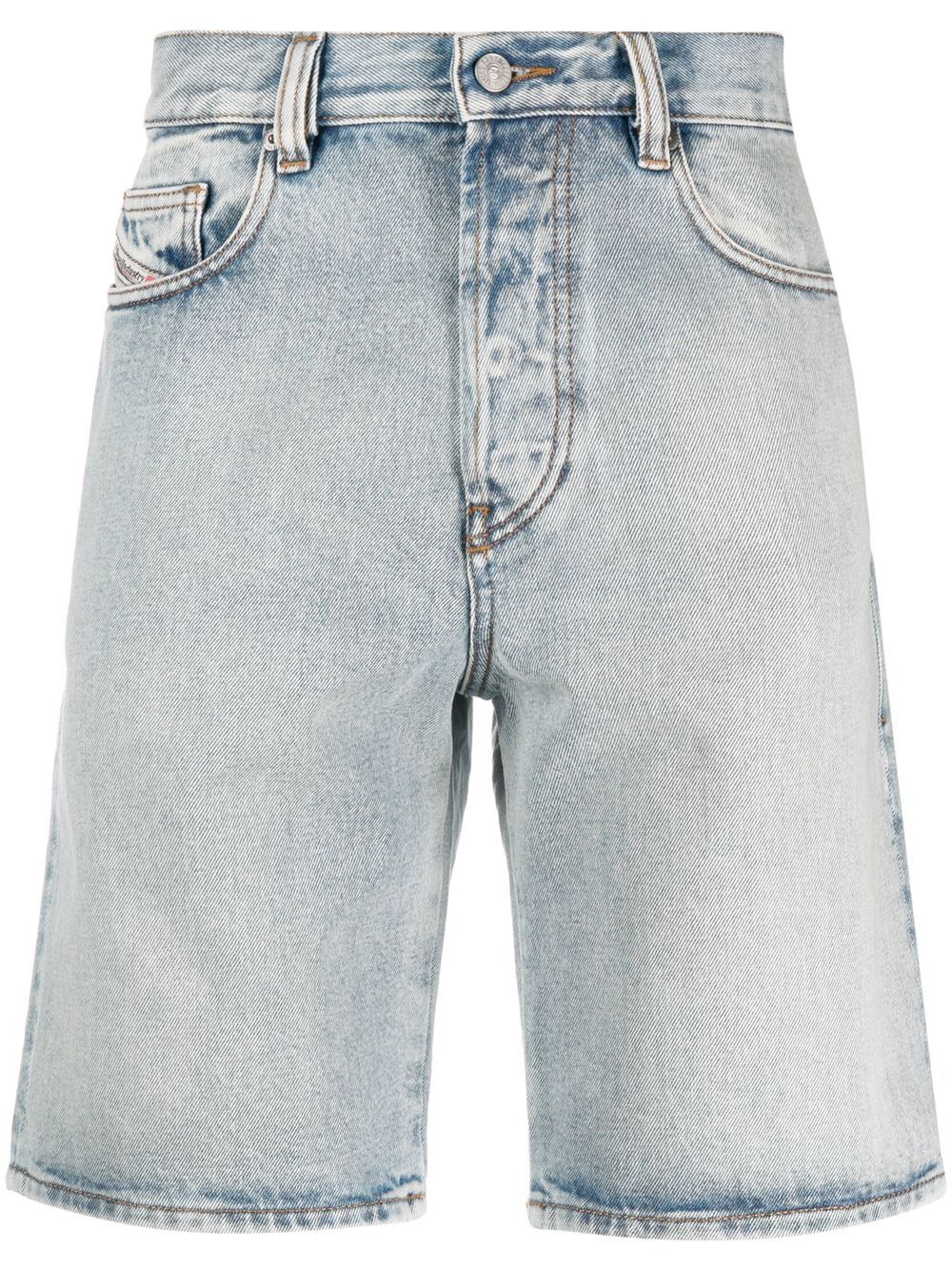 diesel short en jean à effet délavé - bleu