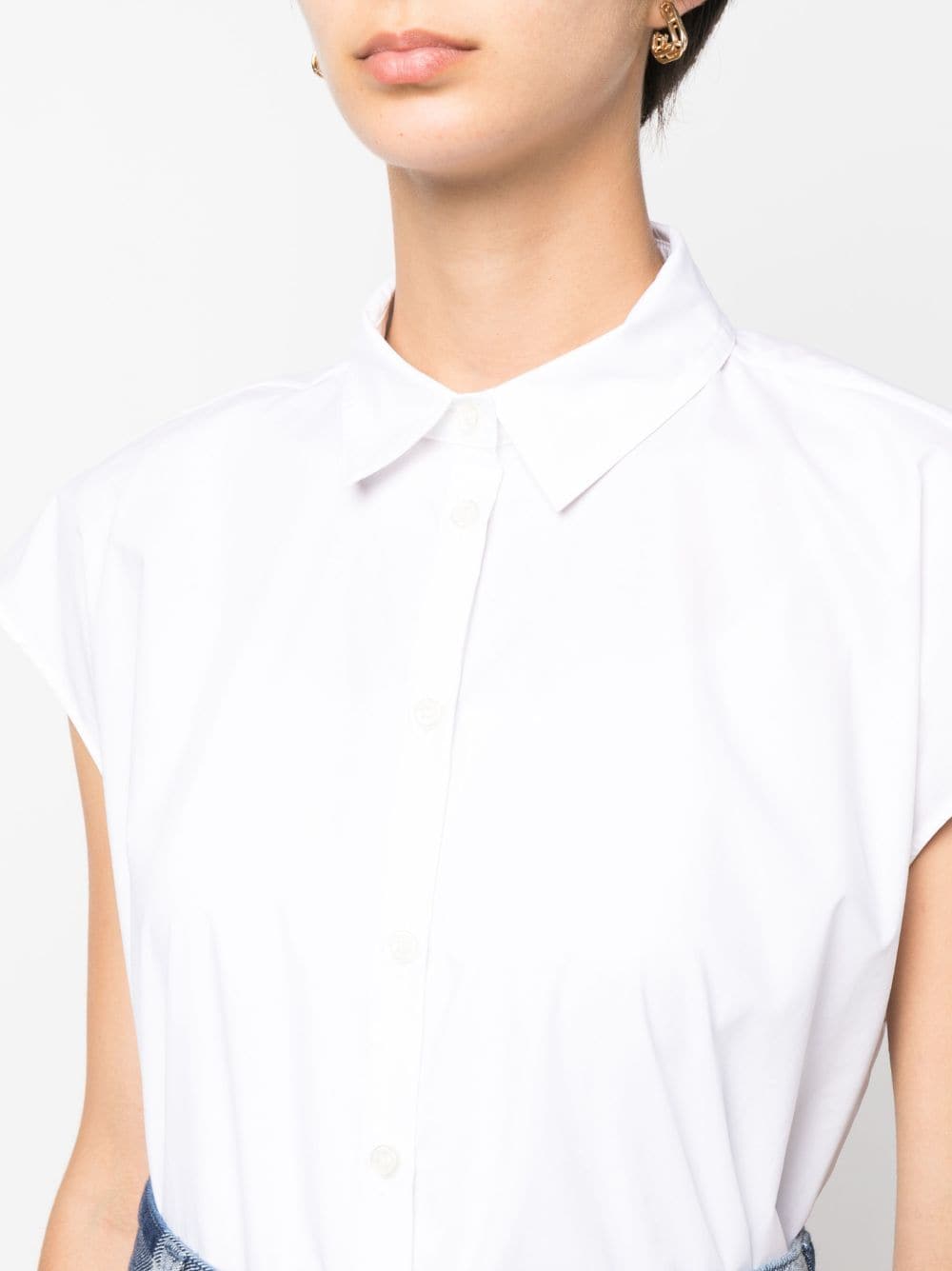 Shop Woolrich Cap-sleeves Cotton Shirt In White