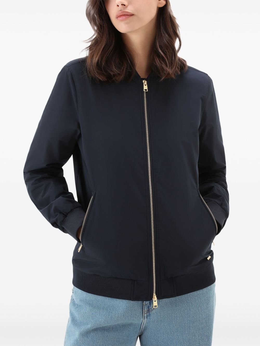 Shop Woolrich Charlotte Bomber Jacket In Blue