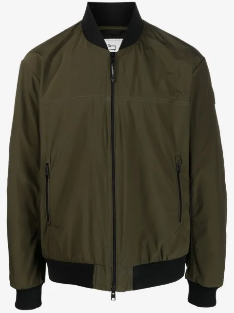 Woolrich logo-patch zip-up bomber jacket