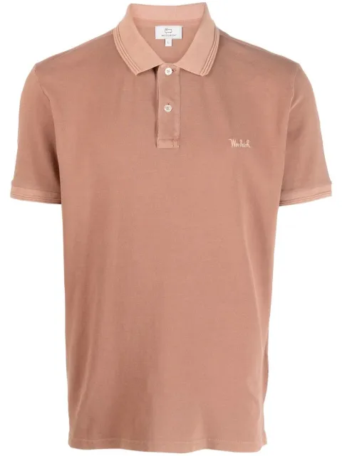 Woolrich playera tipo polo manga corta con logo bordado