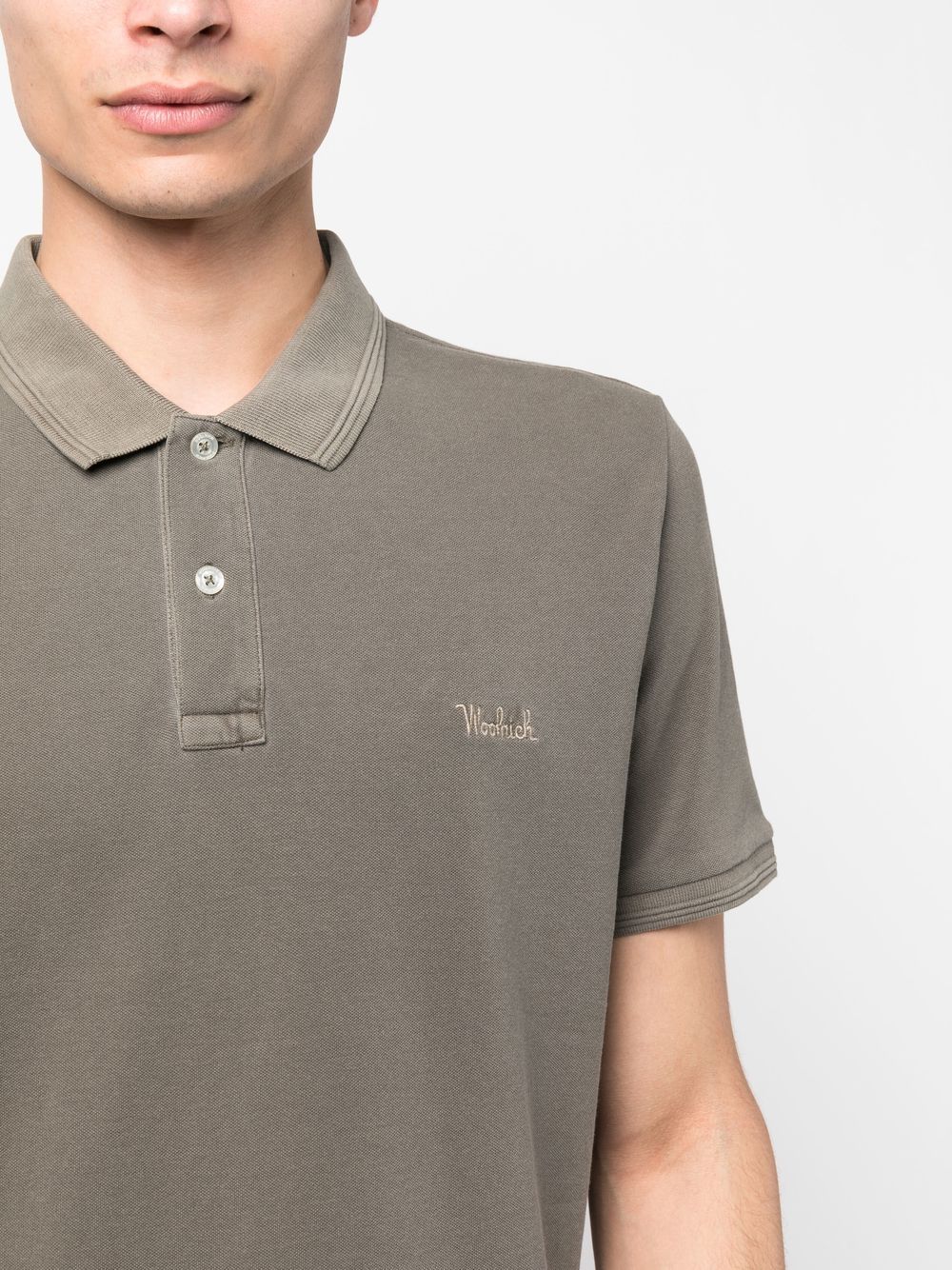 Shop Woolrich Logo-patch Polo Shirt In Grün