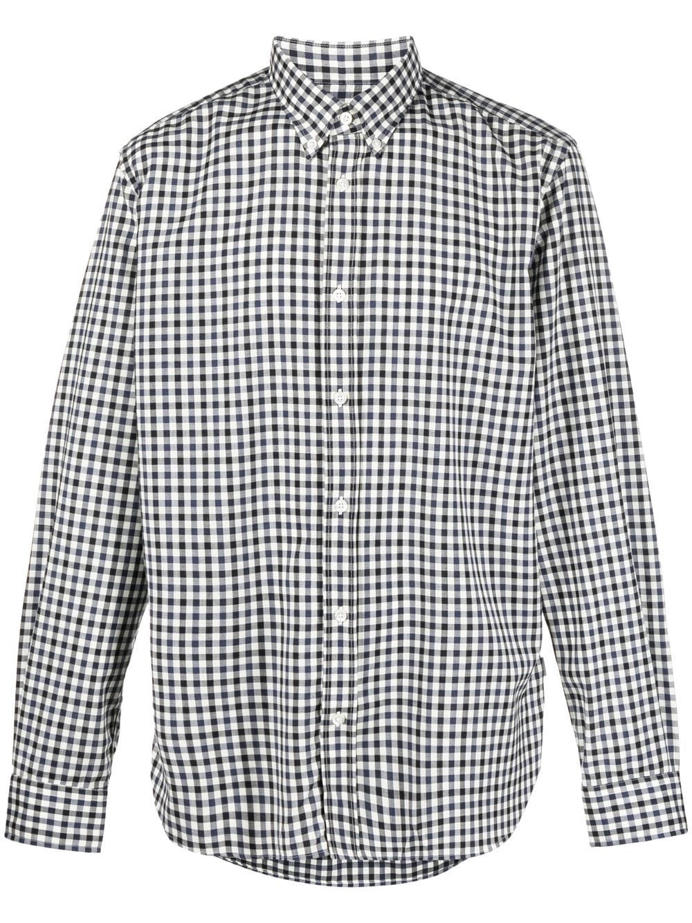 Woolrich Fine-check Virgin Wool Shirt In Blau