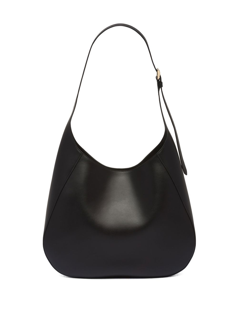 Shop Prada Triangle Logo Leather Shoulder Bag In Black