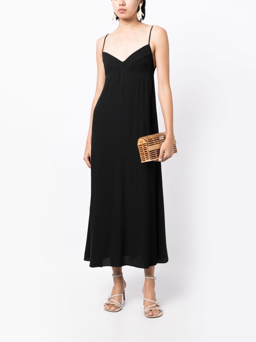 Three Graces Maxi-jurk met open rug - Zwart