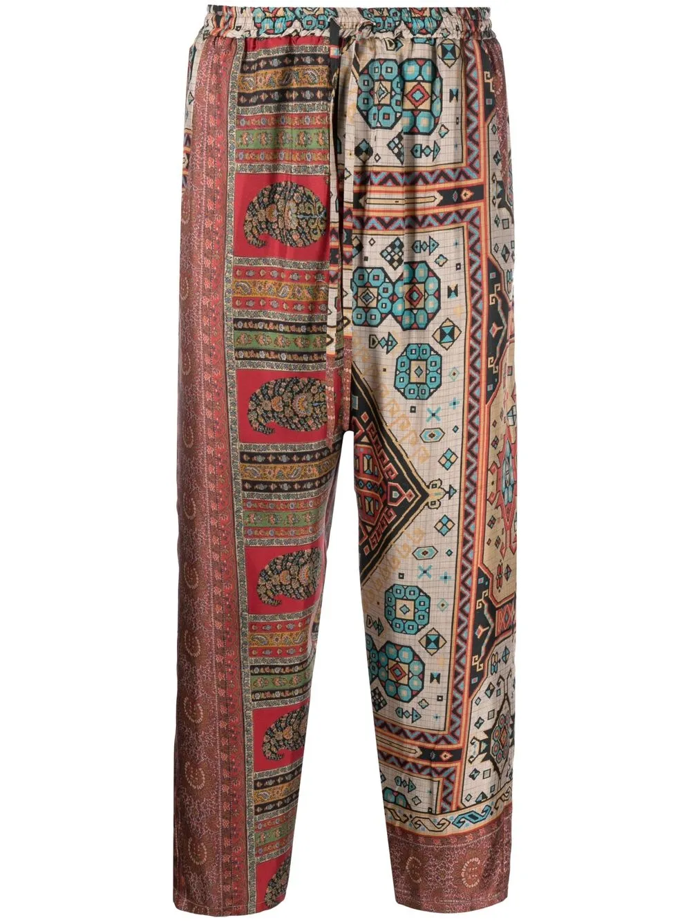 

Pierre-Louis Mascia silk graphic-print trousers - Red