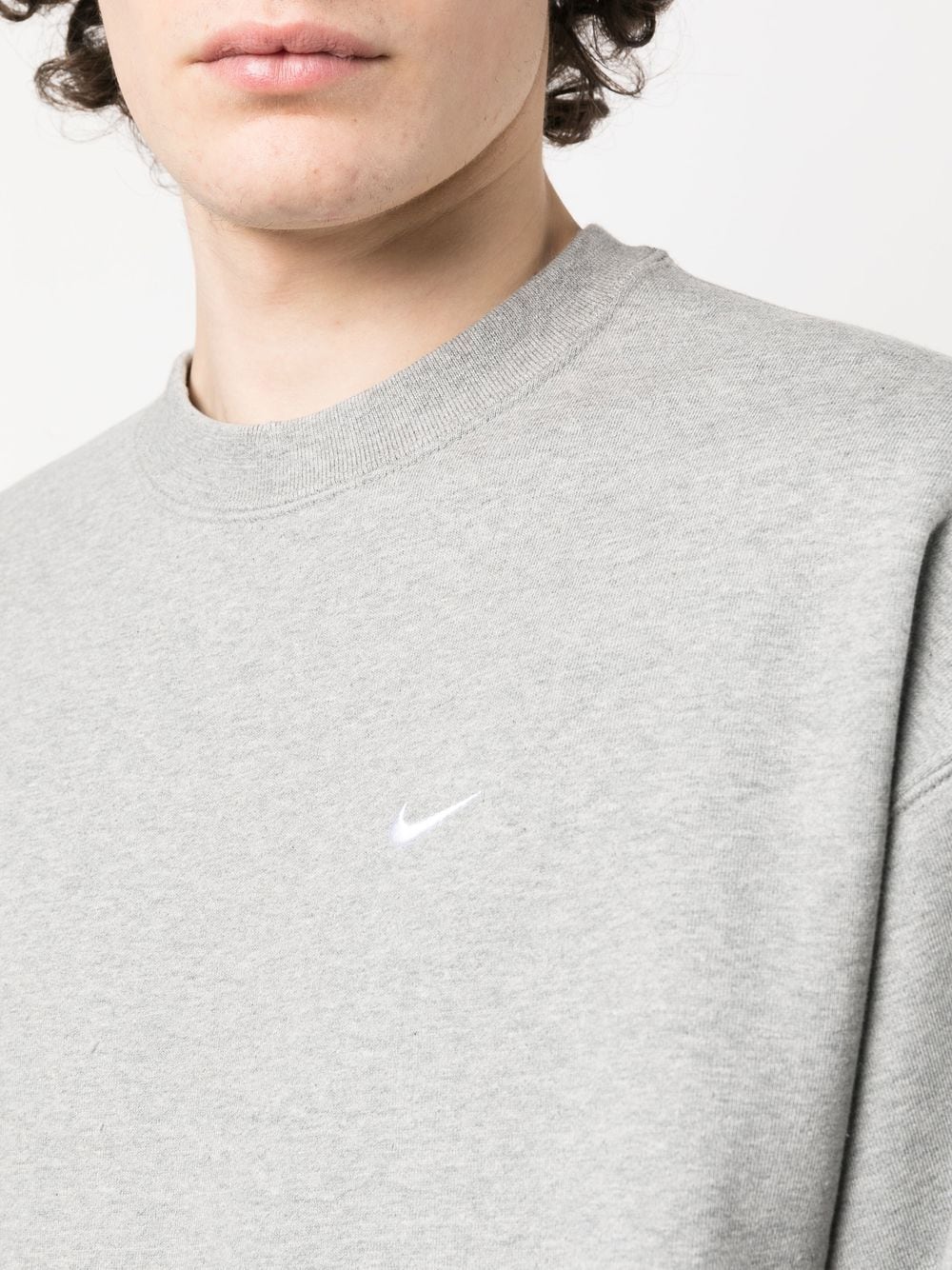 Shop Nike Solo Swish Crew-neck Sweatshirt In Grau