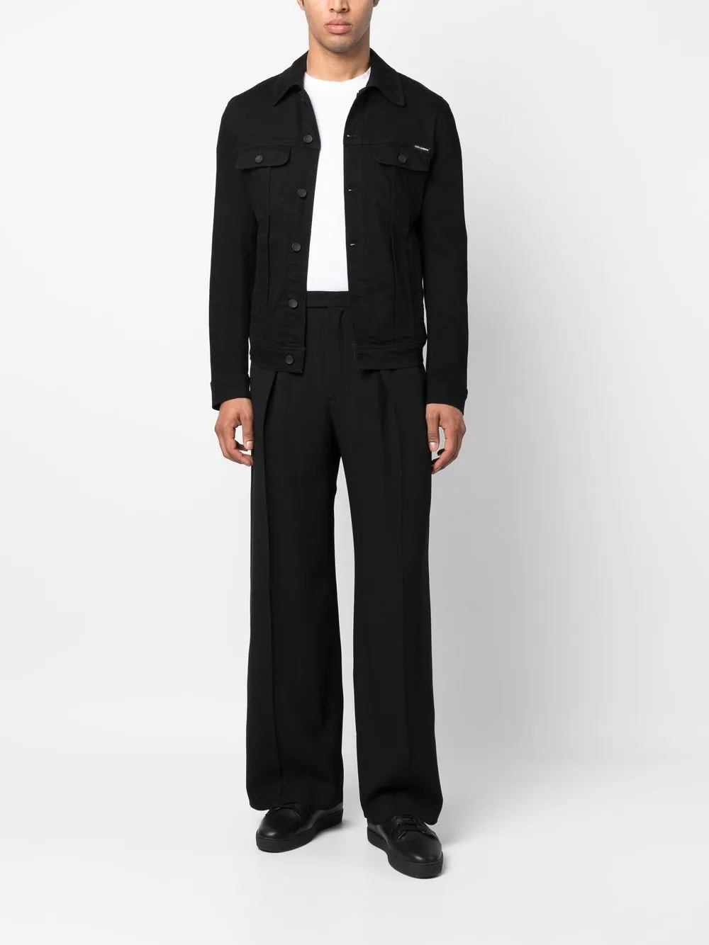 ASPESI Pantalon met wijde pijpen - Zwart