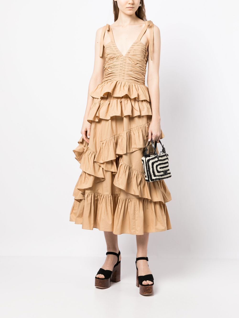 Ulla Johnson Midi-jurk met V-hals - Beige