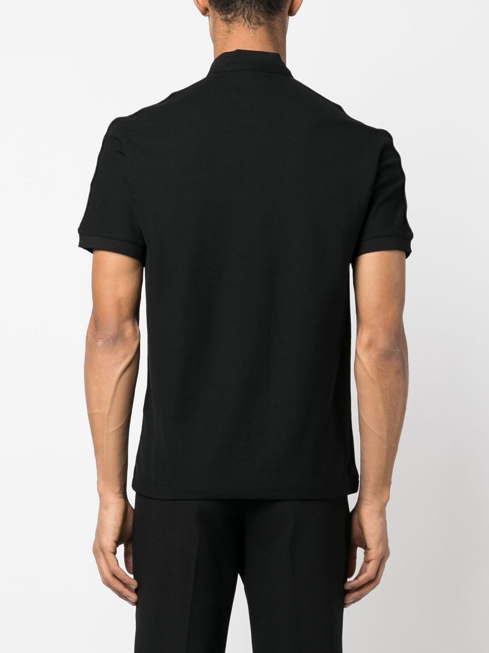 Shop Emporio Armani Logo-tape Cotton Polo Shirt In Black