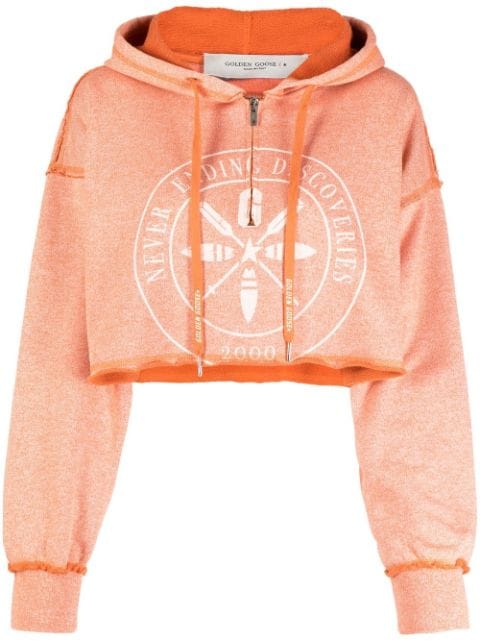 Golden Goose cropped graphic-print hoodie